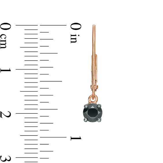 0.95 CT. T.W. Black Diamond Solitaire Drop Earrings in 10K Rose Gold