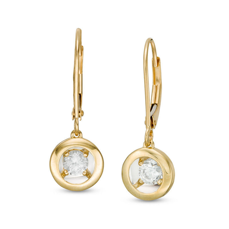 Magnificence™ 0.15 CT. T.W. Diamond Solitaire Frame Drop Earrings in 10K Gold|Peoples Jewellers