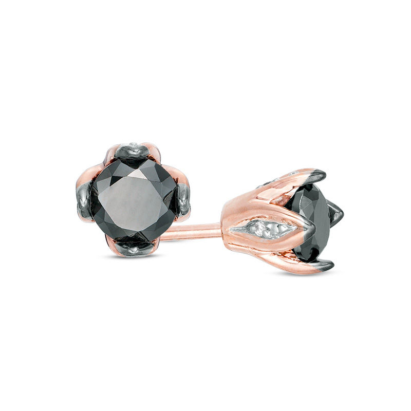 CT. T.W. Enhanced Black and White Diamond Solitaire Stud Earrings in 10K Rose Gold|Peoples Jewellers