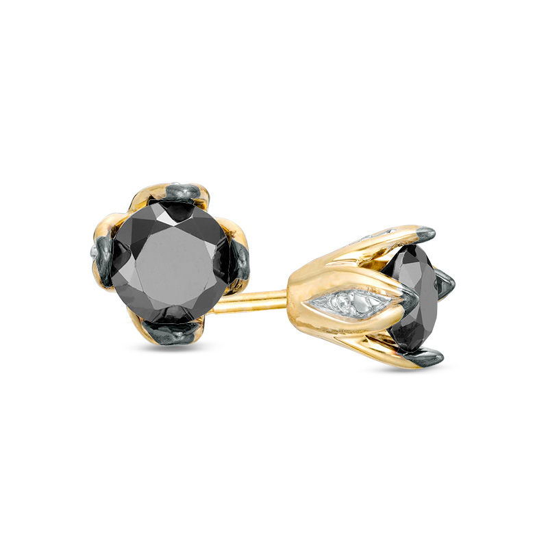 0.45 CT. T.W. Enhanced Black and White Diamond Solitaire Stud Earrings in 10K Gold|Peoples Jewellers