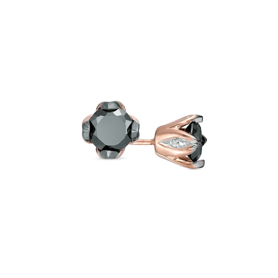 0.95 CT. T.W. Enhanced Black and White Diamond Solitaire Stud Earrings in 10K Rose Gold