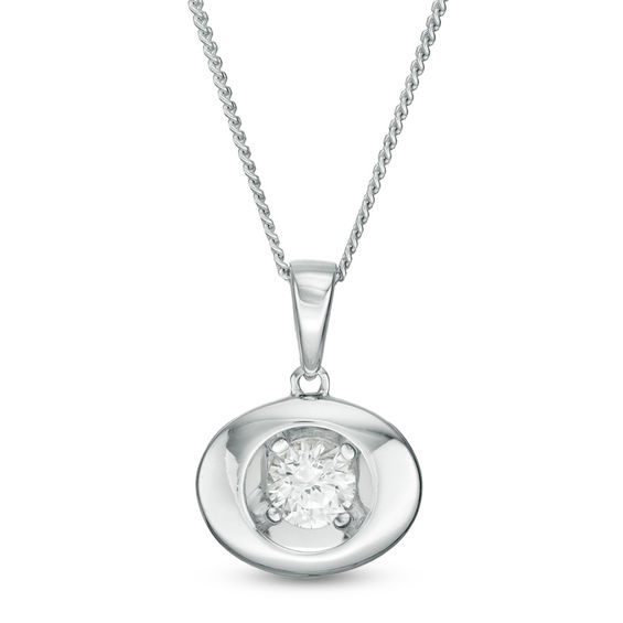 Magnificence™ 0.08 CT. Diamond Solitaire Oval Frame Pendant in 10K White Gold