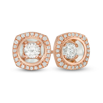 Magnificence™ 0.33 CT. T.W. Diamond Cushion Frame Stud Earrings in 10K Rose Gold