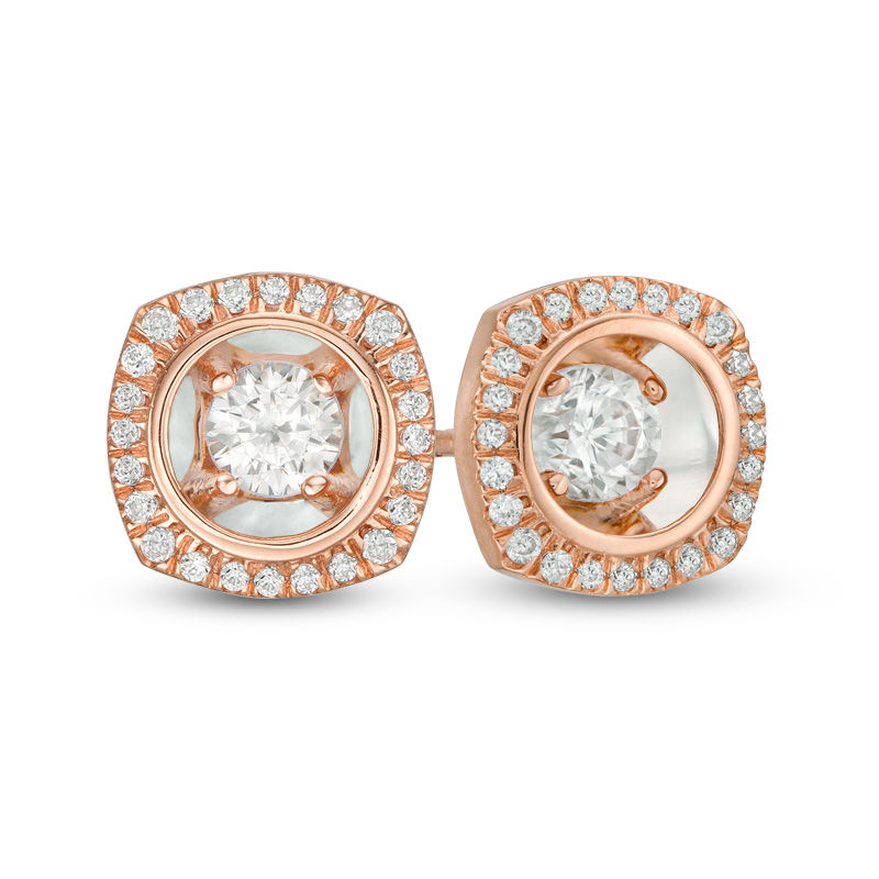 Magnificence™ 0.33 CT. T.W. Diamond Cushion Frame Stud Earrings in 10K Rose Gold|Peoples Jewellers