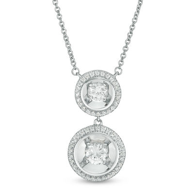 Magnificence™ 0.40 CT. T.W. Diamond Two-Stone Necklace in 10K White Gold