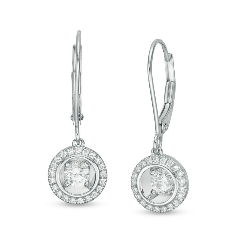 Magnificence™ 0.33 CT. T.W. Diamond Frame Drop Earrings in 10K White Gold|Peoples Jewellers