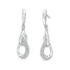 Thumbnail Image 1 of 0.09 CT. T.W. Diamond Double Pear-Shaped Drop Earrings in Sterling Silver