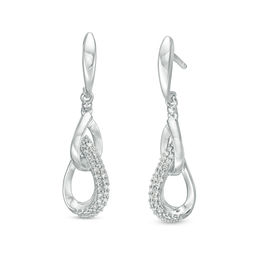 0.09 CT. T.W. Diamond Double Pear-Shaped Drop Earrings in Sterling Silver