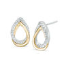 Thumbnail Image 0 of 0.04 CT. T.W. Diamond Interlocking Pear-Shaped Stud Earrings in Sterling Silver and 10K Gold