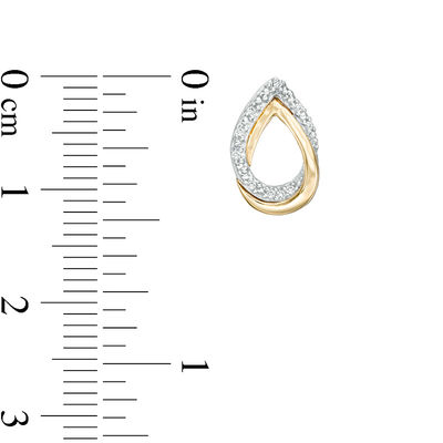 0.04 CT. T.W. Diamond Interlocking Pear-Shaped Stud Earrings in Sterling Silver and 10K Gold