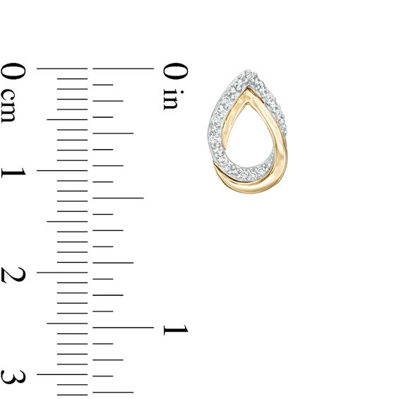 0.04 CT. T.W. Diamond Interlocking Pear-Shaped Stud Earrings in Sterling Silver and 10K Gold