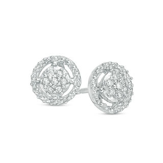 0.067 CT. T.W. Composite Diamond Frame Stud Earrings in Sterling Silver