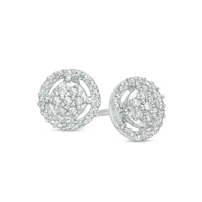 0.067 CT. T.W. Composite Diamond Frame Stud Earrings in Sterling Silver