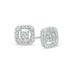 Thumbnail Image 0 of 0.04 CT. T.W. Composite Diamond Square Frame Stud Earrings in Sterling Silver