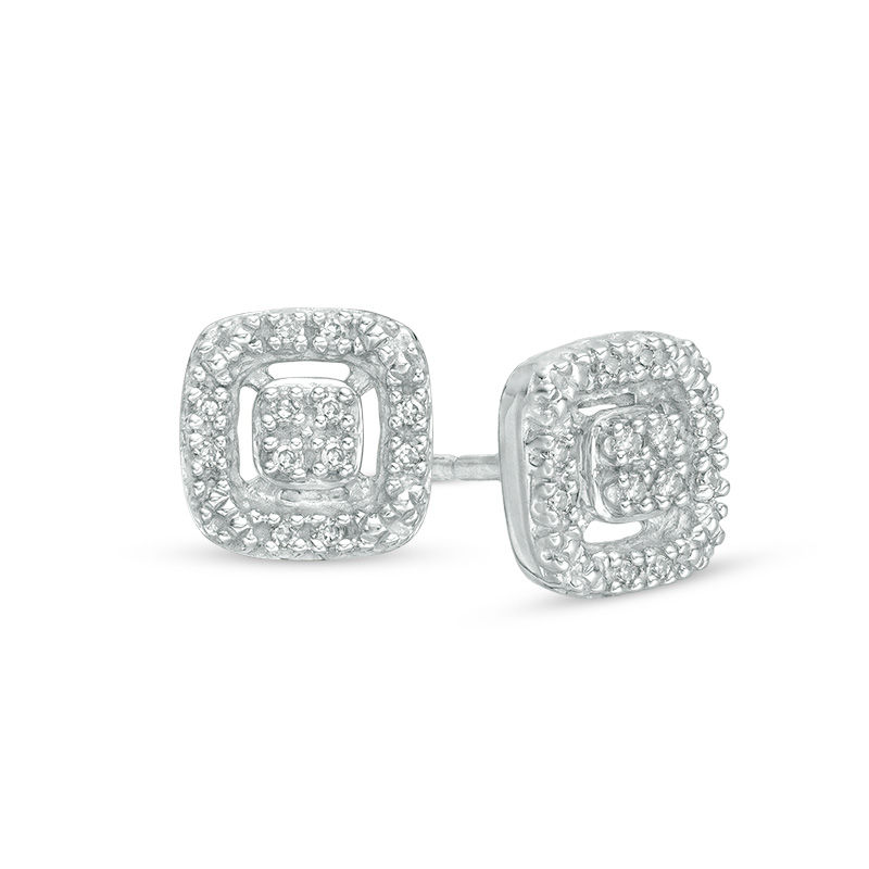 0.04 CT. T.W. Composite Diamond Square Frame Stud Earrings in Sterling Silver|Peoples Jewellers