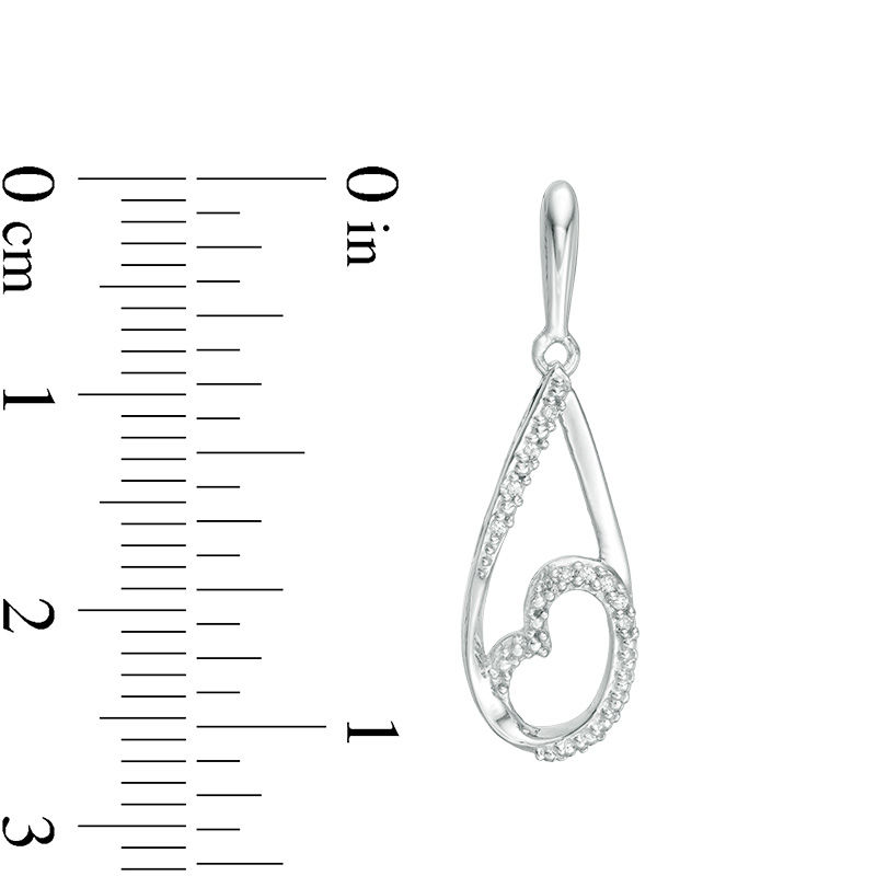 0.04 CT. T.W. Diamond Heart Pear-Shaped Drop Earrings in Sterling Silver|Peoples Jewellers