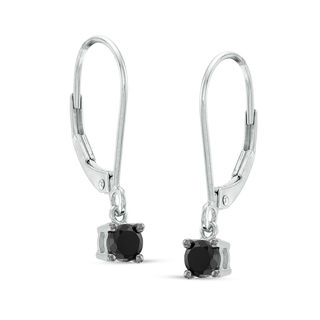 0.37 CT. T.W. Black Diamond Solitaire Drop Earrings in 10K Gold