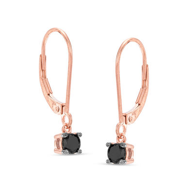 0.37 CT. T.W. Black Diamond Solitaire Drop Earrings in 10K Rose Gold