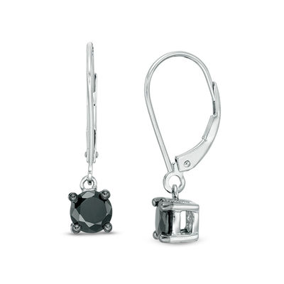 CT. T.W. Black Diamond Solitaire Drop Earrings in 10K Gold