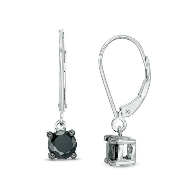 CT. T.W. Black Diamond Solitaire Drop Earrings in 10K Gold|Peoples Jewellers