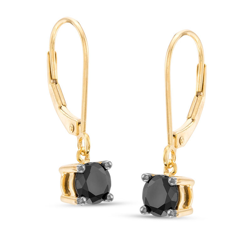 1.23 CT. T.W. Black Diamond Solitaire Drop Earrings in 10K Gold