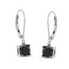 Thumbnail Image 1 of 1.45 CT. T.W. Black Diamond Solitaire Drop Earrings in 10K White Gold