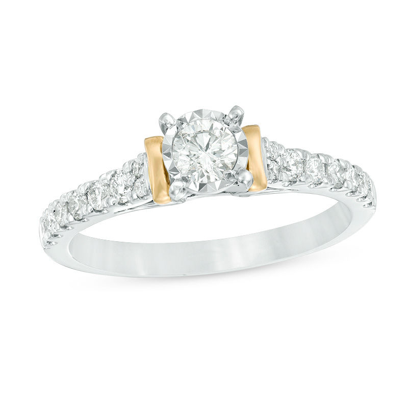 0.63 CT. T.W. Diamond Collar Engagement Ring in 10K Two-Tone Gold|Peoples Jewellers