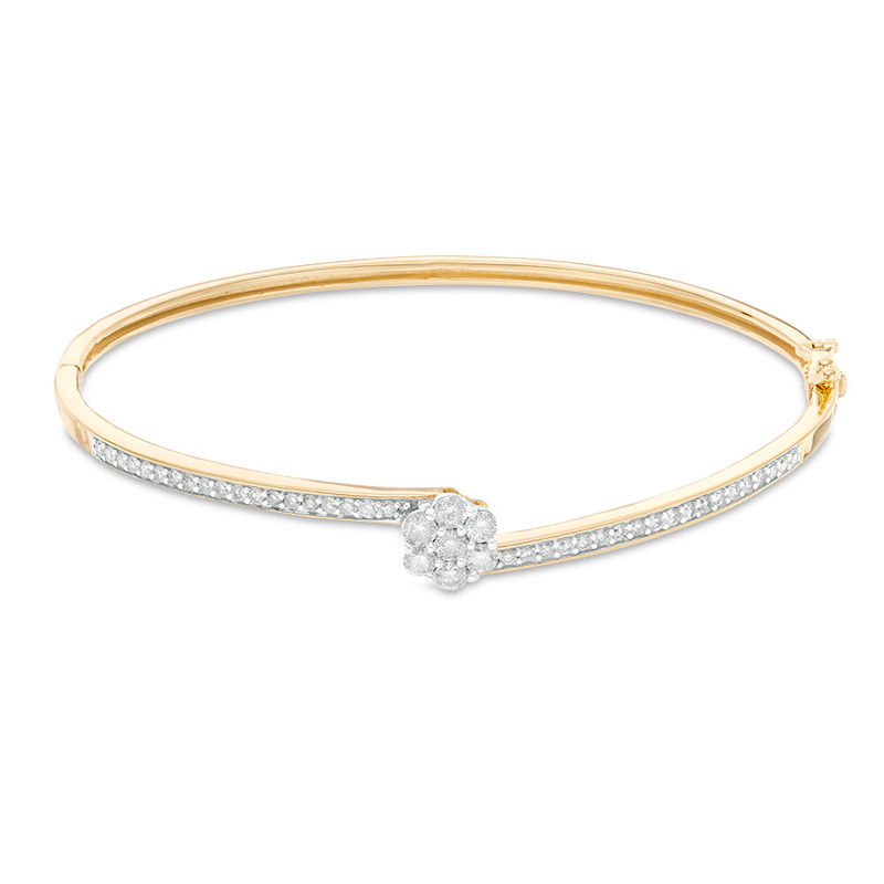 1.00 CT. T.W. Composite Diamond Bypass Bangle in 10K Gold|Peoples Jewellers