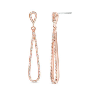 0.25 CT. T.W. Diamond Elongated Pear-Shaped Drop Earrings in 10K Rose Gold