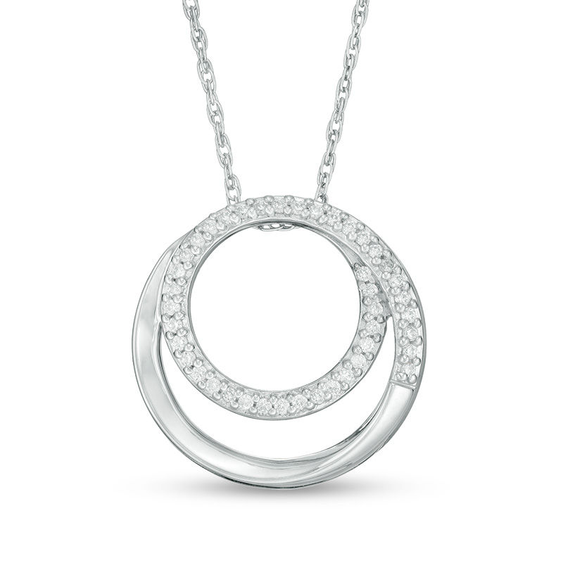 0.117 CT. T.W. Diamond Spiral Open Circle Pendant in Sterling Silver|Peoples Jewellers