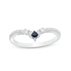 Thumbnail Image 0 of Vera Wang Love Collection Princess-Cut Sapphire and 0.146 CT. T.W. Diamond Chevron Ring in 14K White Gold