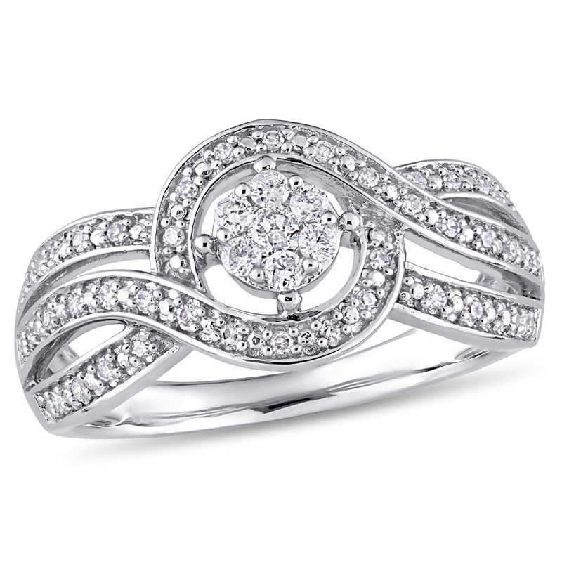 0.24 CT. T.W. Composite Diamond Bypass Promise Ring in 10K White Gold|Peoples Jewellers