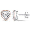 0.10 CT. T.W. Diamond Vintage-Style Heart Solitaire Stud Earrings in Sterling Silver with Rose Rhodium