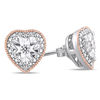 Thumbnail Image 1 of 0.10 CT. T.W. Diamond Vintage-Style Heart Solitaire Stud Earrings in Sterling Silver with Rose Rhodium