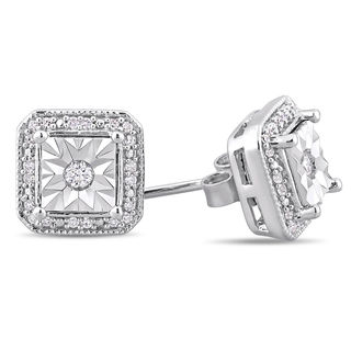 0.20 CT. T.W. Diamond Cushion Frame Stud Earrings in Sterling Silver