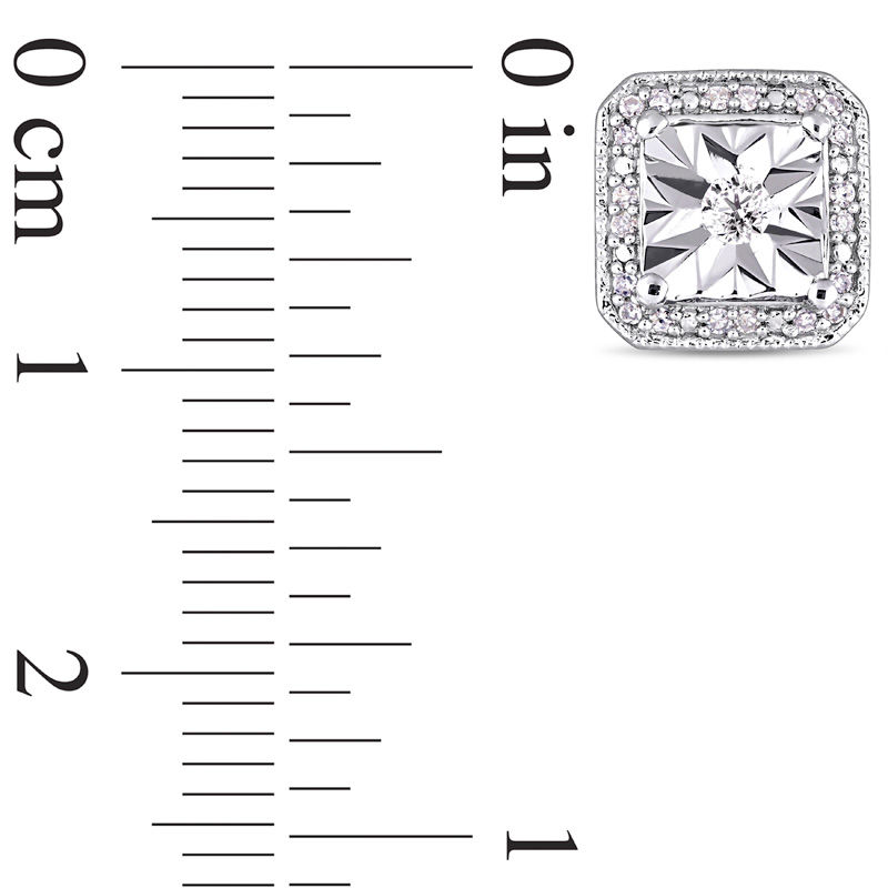0.20 CT. T.W. Diamond Cushion Frame Stud Earrings in Sterling Silver|Peoples Jewellers