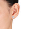 Thumbnail Image 3 of 0.20 CT. T.W. Diamond Cushion Frame Stud Earrings in Sterling Silver
