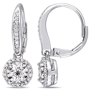 0.48 CT. T.W. Diamond Frame Drop Earrings in Sterling Silver