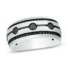 Men's 0.95 CT. T.W. Black Diamond Five Stone Band in Sterling Silver