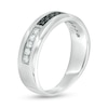 Men's 0.37 CT. T.W. Enhanced Black and White Diamond Brick-Patterned Band in 10K White Gold