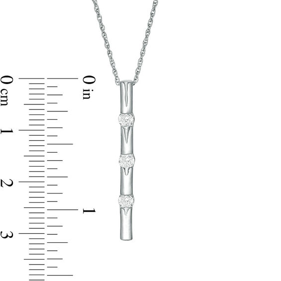 3.0mm Lab-Created White Sapphire Three Stone Bar Pendant in Sterling Silver