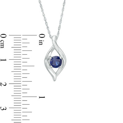 5.0mm Lab-Created Sapphire Open Flame Pendant in Sterling Silver