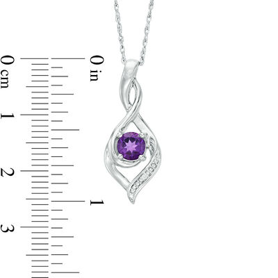 3.0mm Amethyst and Diamond Accent Beaded Infinity Flame Pendant in Sterling Silver