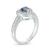 Thumbnail Image 2 of 5.0mm Heart-Shaped Lab-Created Blue Sapphire and Diamond Accent Beaded Frame Vintage-Style Ring in Sterling Silver