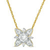 Thumbnail Image 0 of 4.3mm Lab-Created White Sapphire Floral Necklace in Sterling Silver with 14K Gold Plate