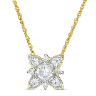 4.3mm Lab-Created White Sapphire Floral Necklace in Sterling Silver with 14K Gold Plate