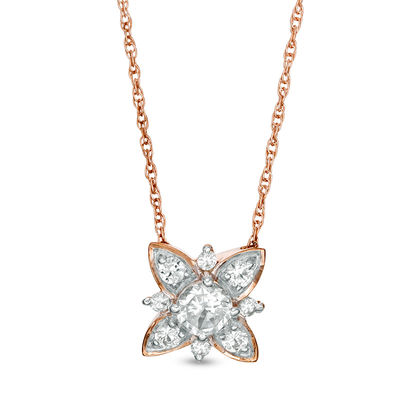 4.3mm Lab-Created White Sapphire Floral Necklace in Sterling Silver with 14K Rose Gold Plate