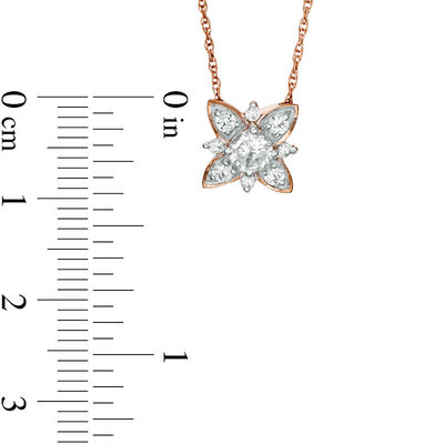 4.3mm Lab-Created White Sapphire Floral Necklace in Sterling Silver with 14K Rose Gold Plate