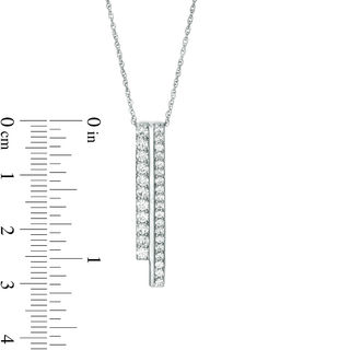 Lab-Created White Sapphire Double Bar Pendant in 10K White Gold