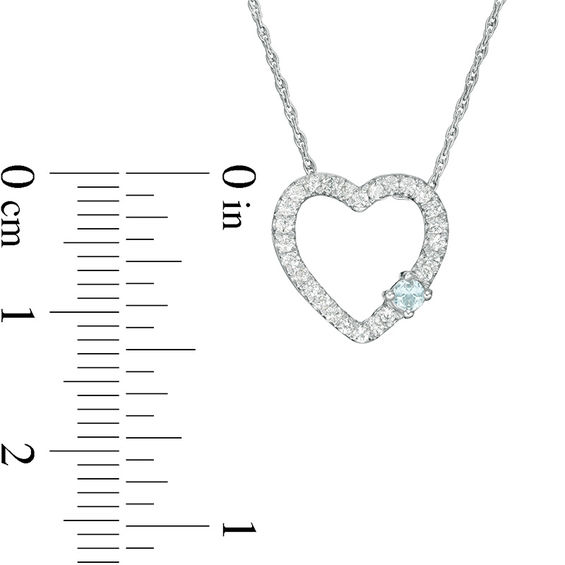 Aquamarine and Lab-Created White Sapphire Heart Pendant in 10K White Gold